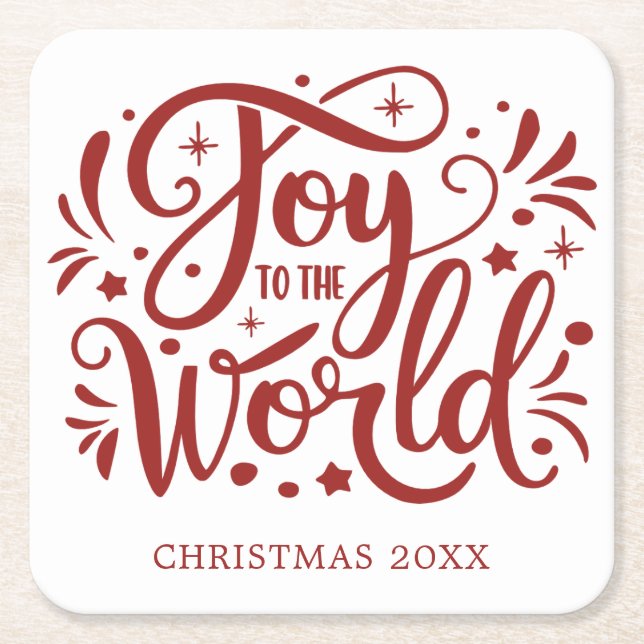Joto the World Elegant Red Script Christlich Rechteckiger Pappuntersetzer (Vorderseite)