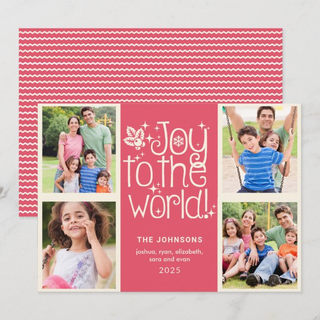 Joto the World Multi Foto Weihnachtskarte Einladung (Vorne/Hinten)