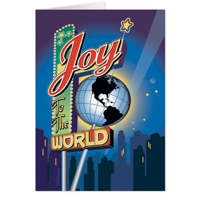 Joto the World Neon Sign Retro Weihnachtskarte (Vorne)