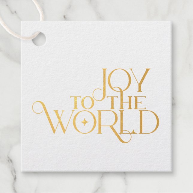 Joto the World Script Typografy Christmas Foil Geschenkanhänger (Vorderseite)