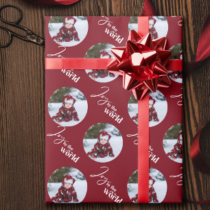 Joto the World Script Typografy Round Foto Red Geschenkpapier