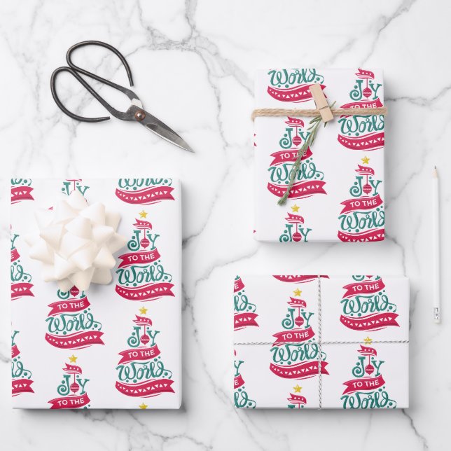 Joto the World Weihnachtsziffer Typografie Geschenkpapier Set (Vorderseite)
