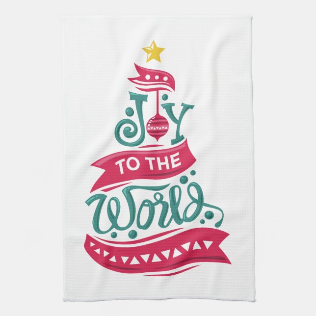 Joto the World Weihnachtsziffer Typografie Geschirrtuch (Vertikal)