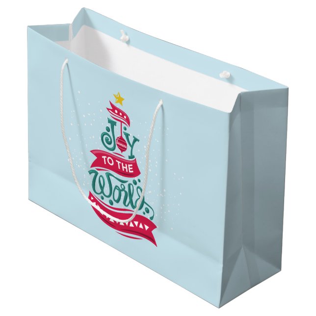 Joto the World Weihnachtsziffer Typografie Große Geschenktüte (Vorderseite Schrägansicht)