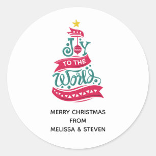 Joto the World Weihnachtsziffer Typografie Runder Aufkleber