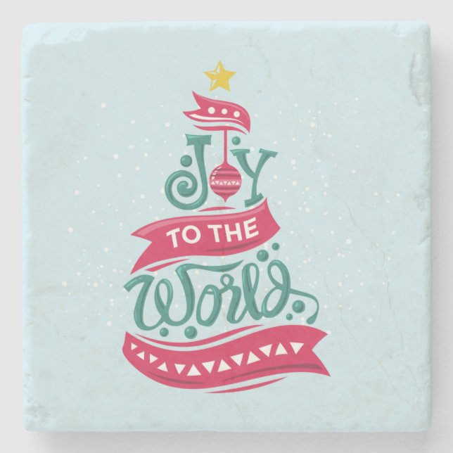 Joto the World Weihnachtsziffer Typografie Steinuntersetzer (Vorderseite)