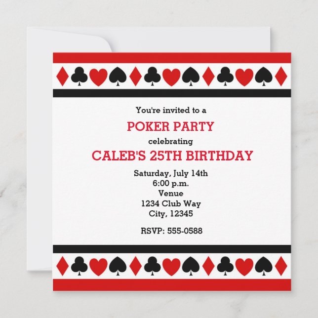 Jouer à Card Suites Casino Poker Party Invitations (Devant)