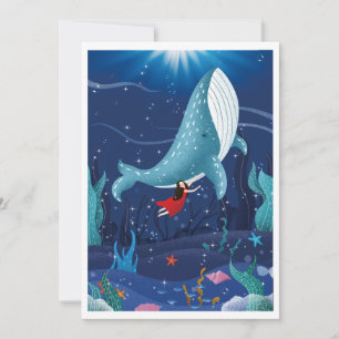 jouer avec baleine dans la carte de vacances mer
