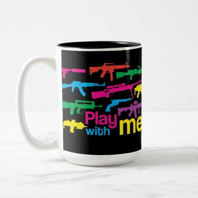 Jouer avec moi ! mug - noir-multicolore (Gauche)