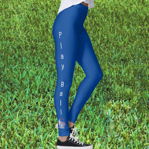 Jouer Ball Baseball Sporty Leggings Bleus