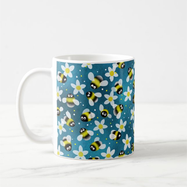 Jouer Buzzing Bees (Denim Blue) Café Mug (Gauche)