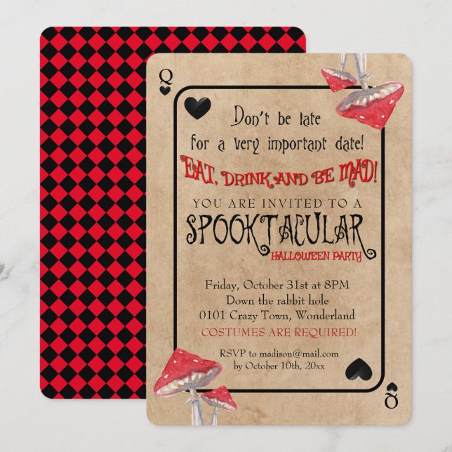 Jouer Carte Fou Champignons Halloween (Devant / Derrière)