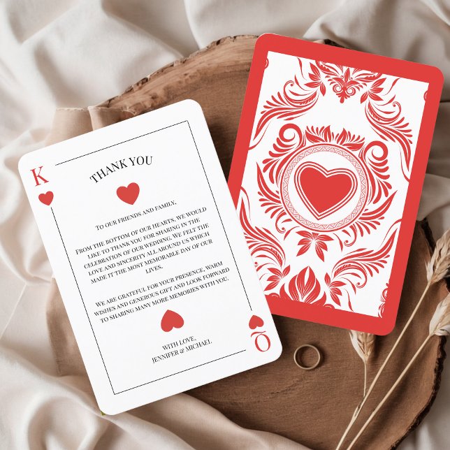 Jouer Carte Las Vegas Mariage (Playing Card Unique Thank you Card Las Vegas Lucky in Love Poker Destination Wedding)