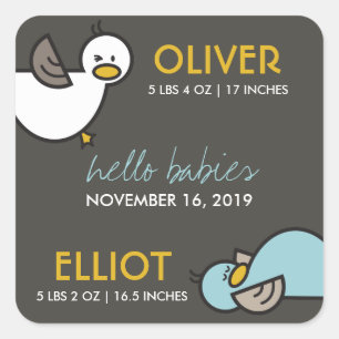 Jouer Cartoon Canards Twin Boys New Baby Stickers