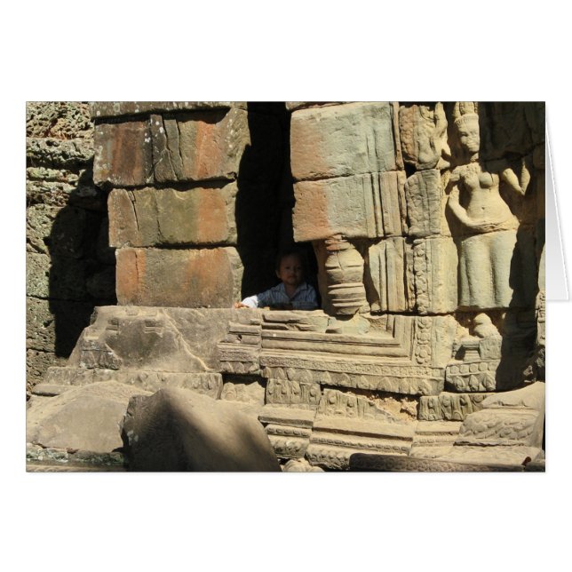 Jouer dans les ruines ... Ta Prohm, Carte Cambodge (Devant horizontal)