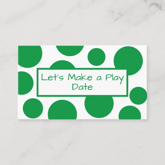 Jouer Date Green Polka Carte de visite (Devant)