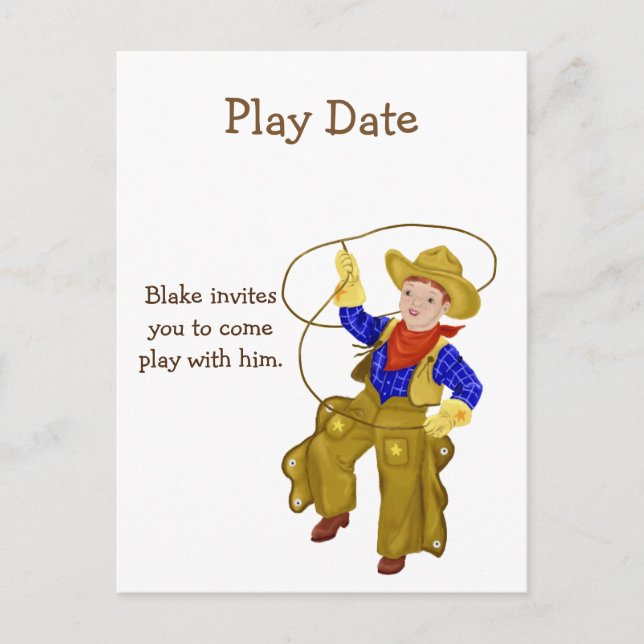 Jouer Date Invitation pour Garçon, Petit Cowboy (Devant)