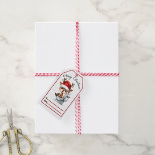 Jouer des étiquettes de Noël avec un renne joyeux