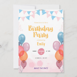 Jouer Jaune coloré Anniversaire Invitation