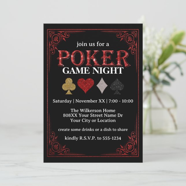 Jouer la nuit de jeu de carte sur Black Poker Part (Debout devant)