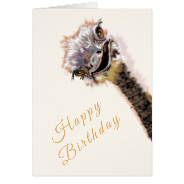 Jouer Ostrich Joyeux Anniversaire Carte Amusant (Devant)