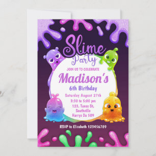 Jouet coloré Slime Anniversaire Fête Invitation