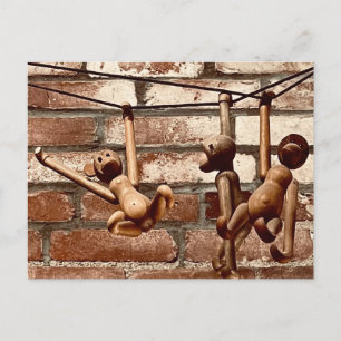 Jouet en bois à bascule Trois Singes Carte postale