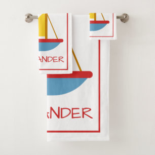 Jouet rouge bleu et jaune Voilier Personnalisé