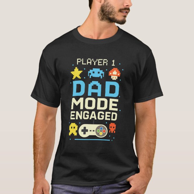 Joueur 1 Papa Mode T-shirt engagé (Devant)
