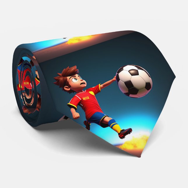 Joueur Animé De Football Avec Boule, Cravate (Roulé)