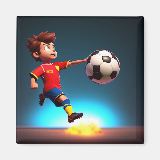 Joueur Animé De Football Avec Boule, Magnet (Devant)