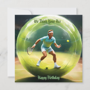 Joueur De Bal De Tennis Sur Court, Carte D'Anniver