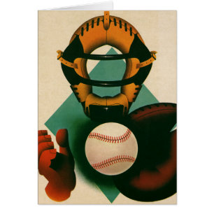 Joueur de baseball de sport vintage, receveur avec