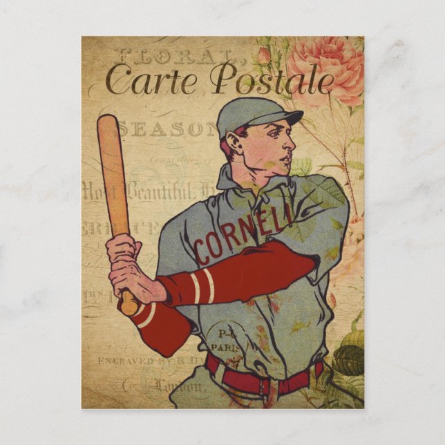 Joueur de baseball vintage Carte Postale Française (Devant)