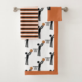 Joueur de basket avec balle, rayures et monogramme