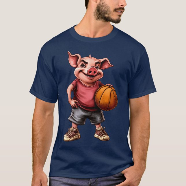 Joueur de basket-ball / T-shirt de cochon de baske (Devant)