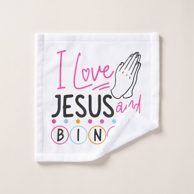 Joueur de Bingo Jésus Foi Chrétien J'aime Jésus Un (Gant de toilette)