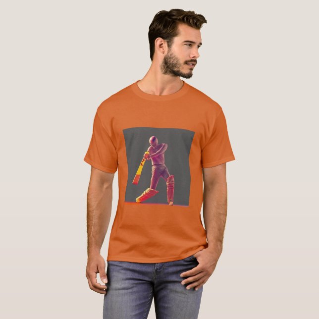 Joueur de cricket Design de T-shirt élégant (Devant entier)