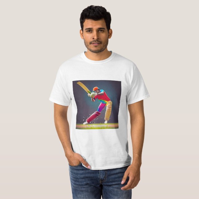 Joueur de cricket Design de T-shirt élégant (Devant entier)