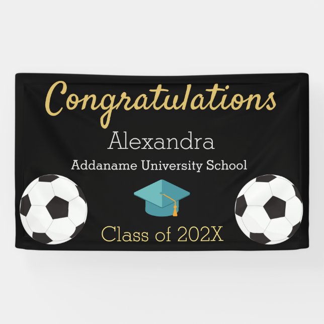 Joueur de football félicitations bannière diplômée (Horizontal)
