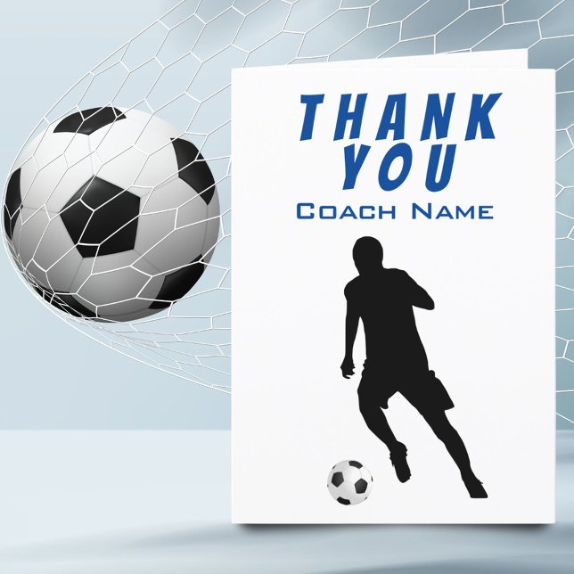 Joueur de football Football Merci bleu carte entra (Créateur téléchargé)