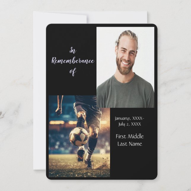 Joueur de football Invitation du service commémora (Devant)