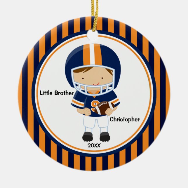 Joueur de football Petit frère ornement de Noël (Devant)