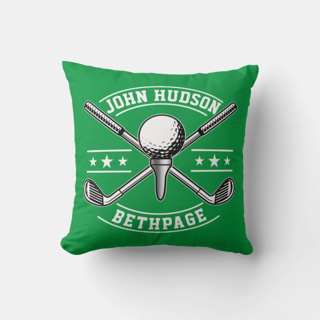 Joueur de golf Coussin Modèle Monogramme blanc (Recto)