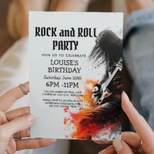 Joueur de Guitare et Invitation à une Fête de Rock