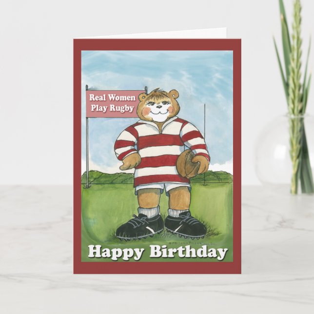 Joueur de rugby - carte d'anniversaire femelle (Devant)