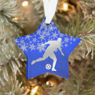 Joueur de soccer Silver Snowflake sur Blue