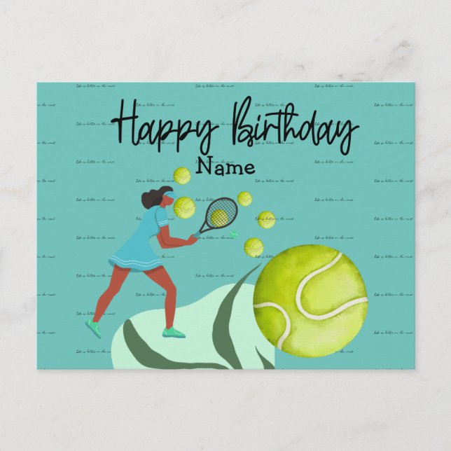 Joueur de tennis jouant une carte postale d'annive (Devant)