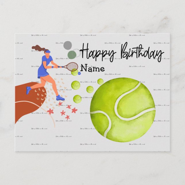 Joueur de tennis jouant une carte postale d'annive (Devant)