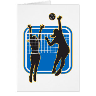 Joueur de volleyball clouant bloquant la boule